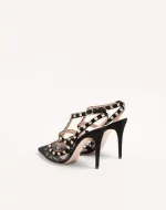 Valentino Rockstud Lace Pump With Straps 100Mm - Image 4